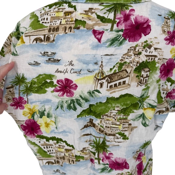 Cynthia Rowley Linen Amalfi Coast Button Down Camp Shirt Sz S EUC Vacation Soft - Picture 11 of 12